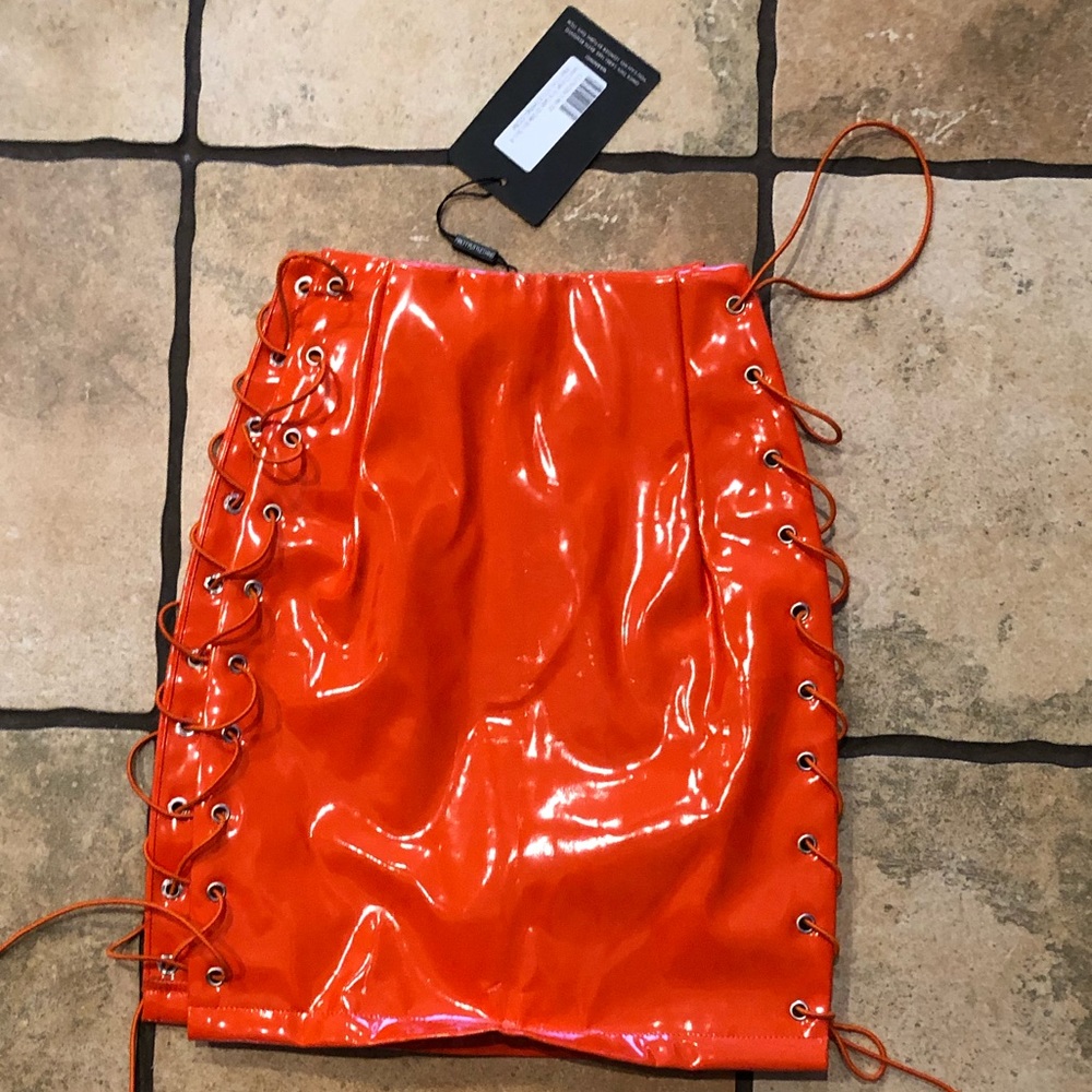 Neon Orange lace up skirt